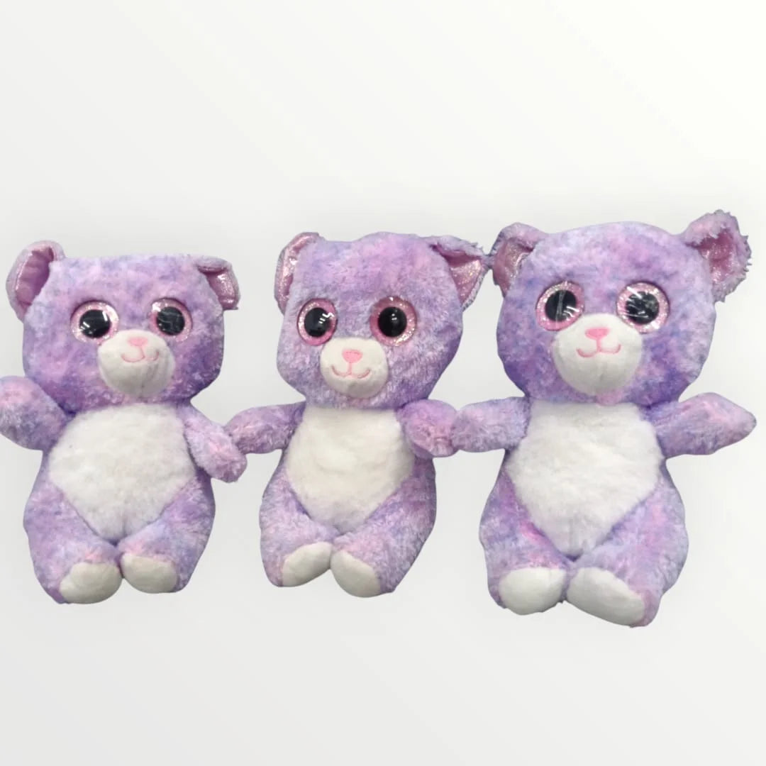 Cute Teddy Glitter Eyes Soft Stuffed Plush Toy for Kids Boys & Girls Birthday Gift (Size: 20 cm Color: Purple) - 10638