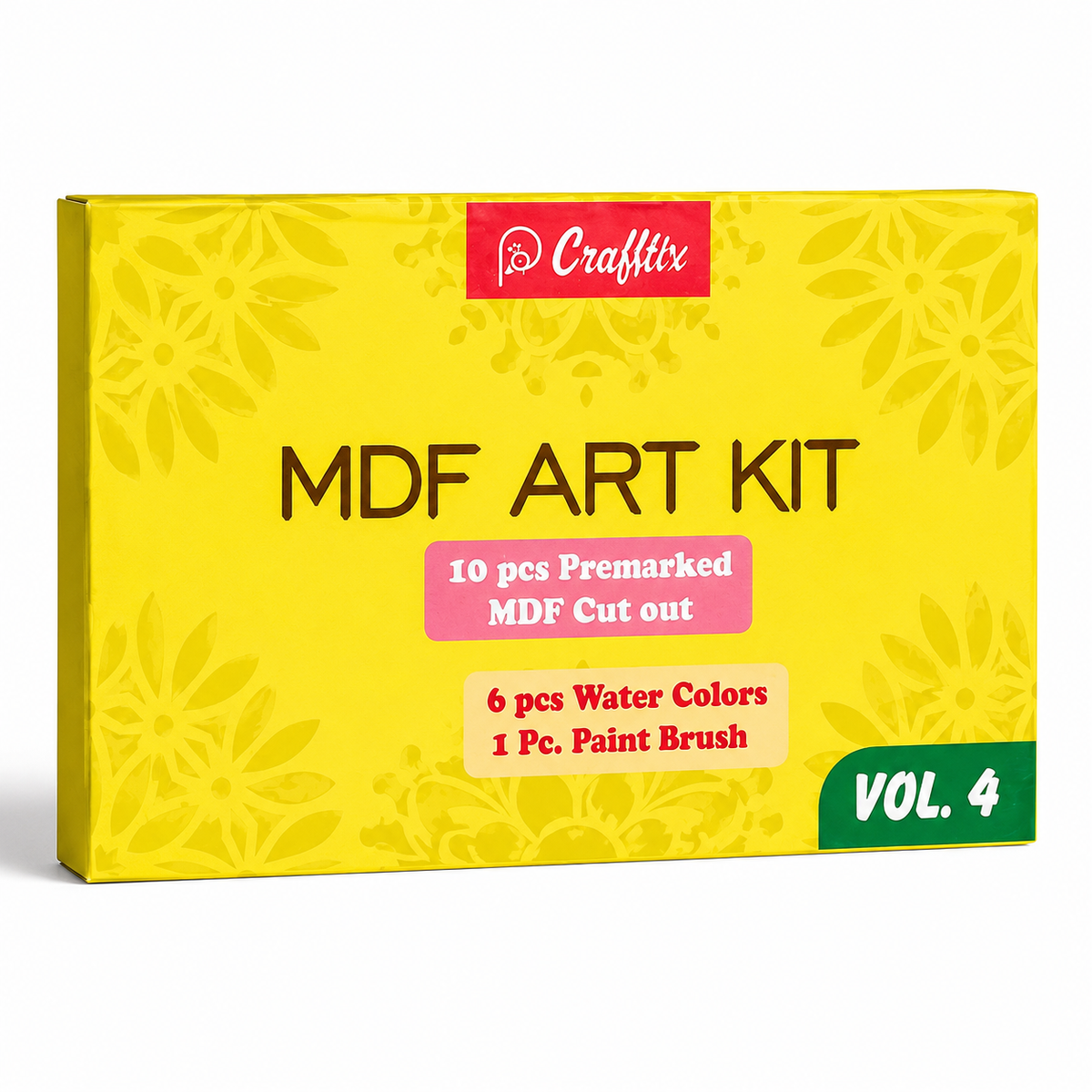 (10 PCS) DIY MDF Art Kit with 10 Pre-Marked Round Coasters, 6 Water Colors & Paint Brush | Wooden Painting Craft Kit for Kids & Adults - 20967