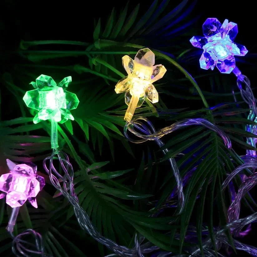 Crystal Flower LED Decorative String Light, Multicolor and Golden Color {Random Design} - 020966
