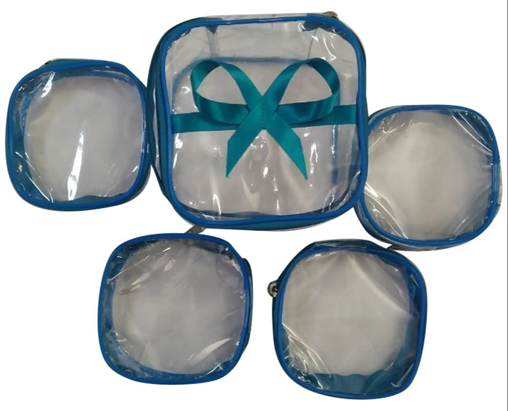 {5 Pcs} Transparent Makeup Box Jewellery Organizer/Jewellery Storage Bag Pouch/Travel Kit Organizer/Jewellery Box {Random Color} - 11040