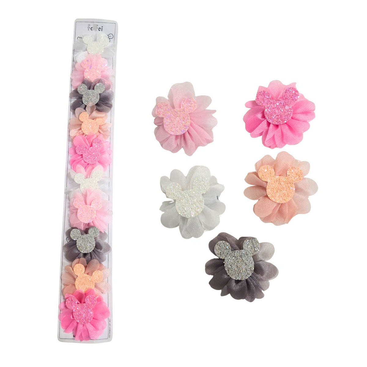 {Pack of 10} Baby Girl Hair Clips Soft Flower Bow Strechable Hair clip Suitable For Newborns, Infants, Toddlers and Kids - 20617