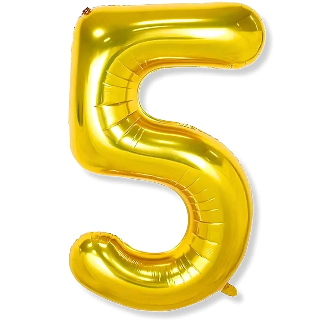 (10 pcs ) Number 5 Foil Gold Foil Balloon - 9043