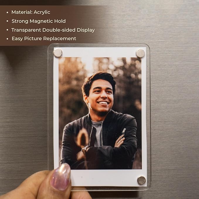 Customized / Personalized Fridge Magnet Frames, Fridge Magnet with Photo, Mini Picture Frames | Perfect for Polaroid Photos, Instant Camera Prints, and Gifting - 20569