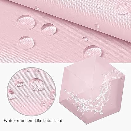 Travel Mini Folding Compact Umbrella with Case, Manual Open 6 Ribs Lightweight Portable, Small Sun & Rain Pocket Umbrella for Girls and Women {Random Color} - 20760