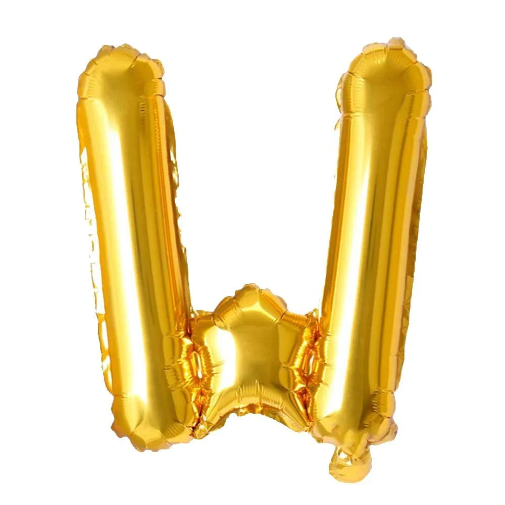 (10 pcs) W Gold Letter Foil Balloon - 9034