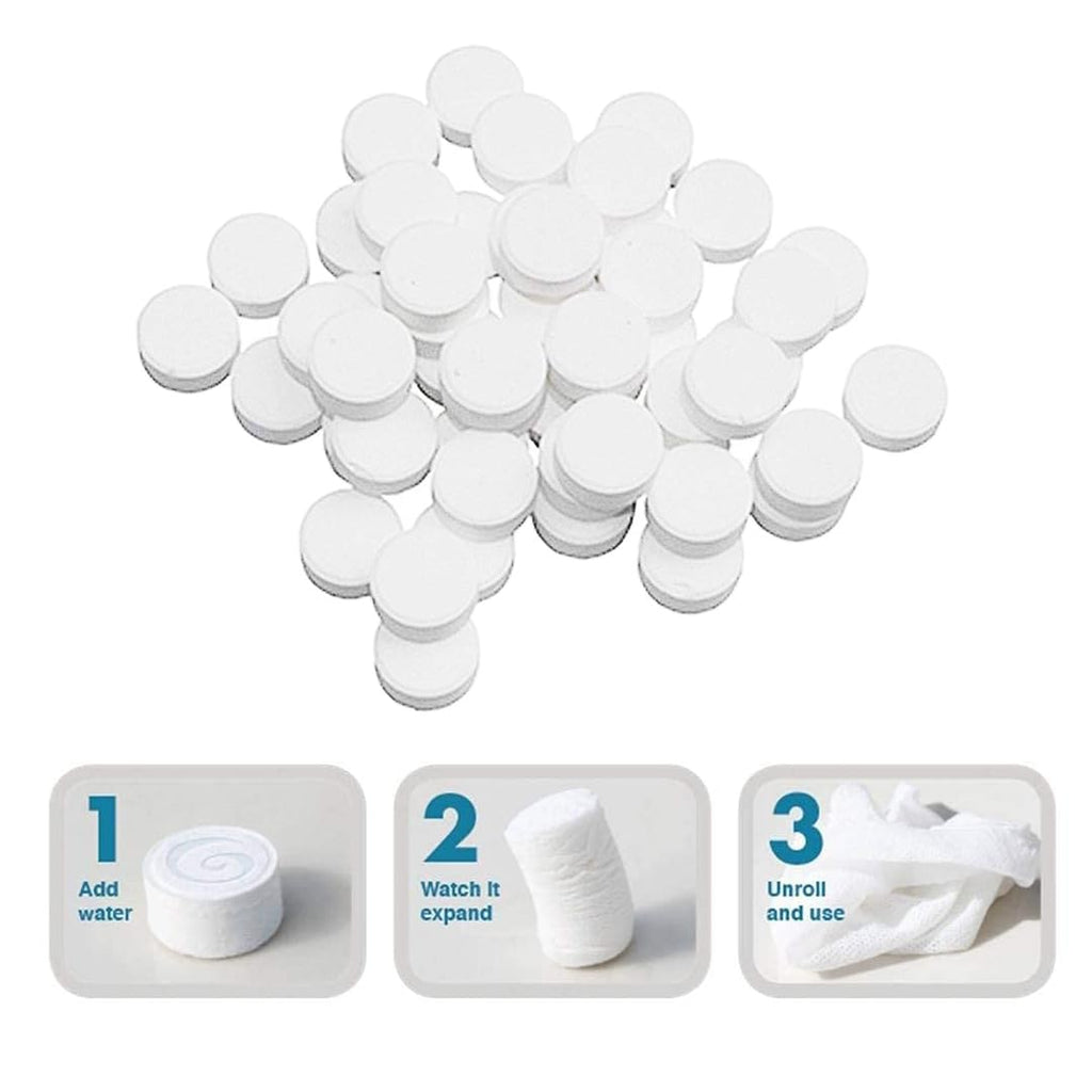 {Pack of 6} Towel Tablets, Facial Cleansing Tissue, Mini Tablets Disposable Towels, Makeup Remover Pads, Water Activated Coin Tissue for Beauty Salon, Travel, Sports & Personal Use - 20479