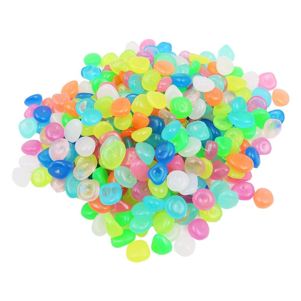 Radium Glossy Stone Glow in The Dark Decorative Pebbles Luminous Resin Stones for Aquarium Garden Vase Pathway & Home Décor Non-Toxic Reusable Glow Rocks (SMALL MULTI GLOWING) - 21304