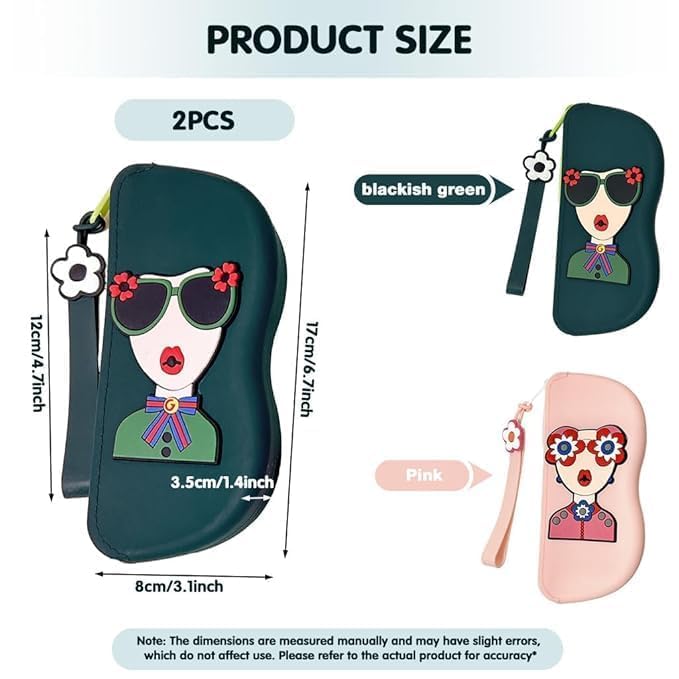 Cute Silicone Sunglass Case with Zipper & Wrist Strap, Soft Protective Glasses Holder for Women, Men & Kids | Waterproof Eyeglass Pouch with Cleaning Cloth | Travel & Everyday Use (MULTI COLOR) - 20781