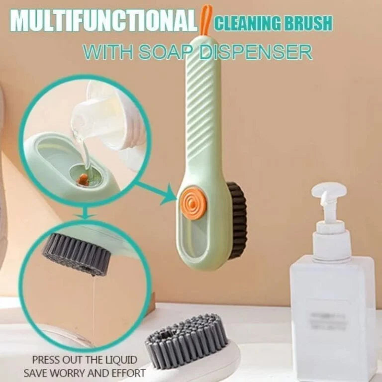 Cleaning Brush Soap Dispensing Cleaning Brush Shoe , Cloth & Kitchen Cleaning Brush (Multicolor) - 10093