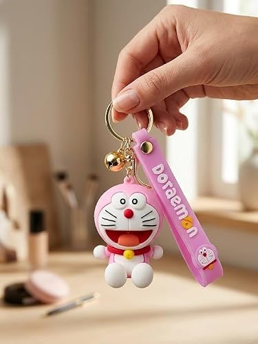 Silicone Keychain Doraemon with Strap Cute Anime Keyring Bag Charm for Car, Bike, Backpacks Gift Kids Boy Girls - 21328