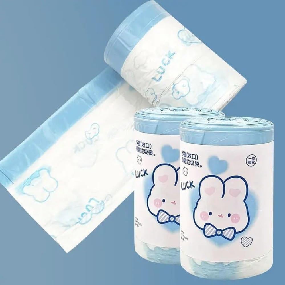 Drawstring Garbage Bags, 1 Roll, Tear-Resistant Disposable Bin Liners with Detachable Handles for Wet and Dry Waste, Kitchen Dustbin, Shopping and Home Use - 21030