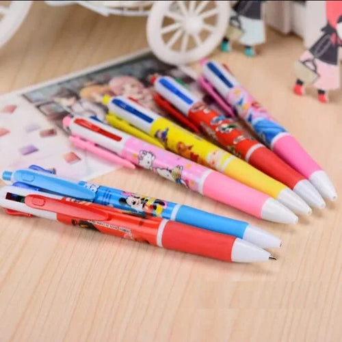 (12 pcs) Cartoon Printed 4 In 1 Ball Pen - 10272