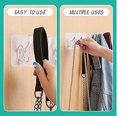 Wall Hooks Hanger for Hanging Clothes Strong Self Adhesive Magic Sticker Home Kitchen Bedroom Door Organizers Accessories Items - 20116
