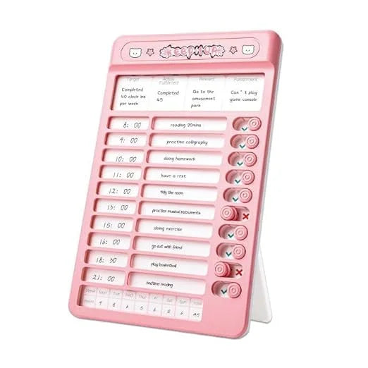 Habit Tracker Daily Planner Board for Kids & Adults | Reusable To-Do List Chore Chart with 15 Detachable Cards, Weekly Record & Motivation Paper - 618