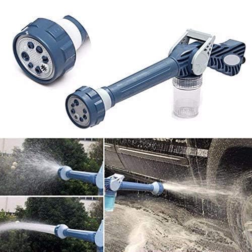 8-in-1 Turbo Water Spray Gun (Blue) | Multi-Function Adjustable Water Hose Nozzle for Car, Garden & Home Use - 10406