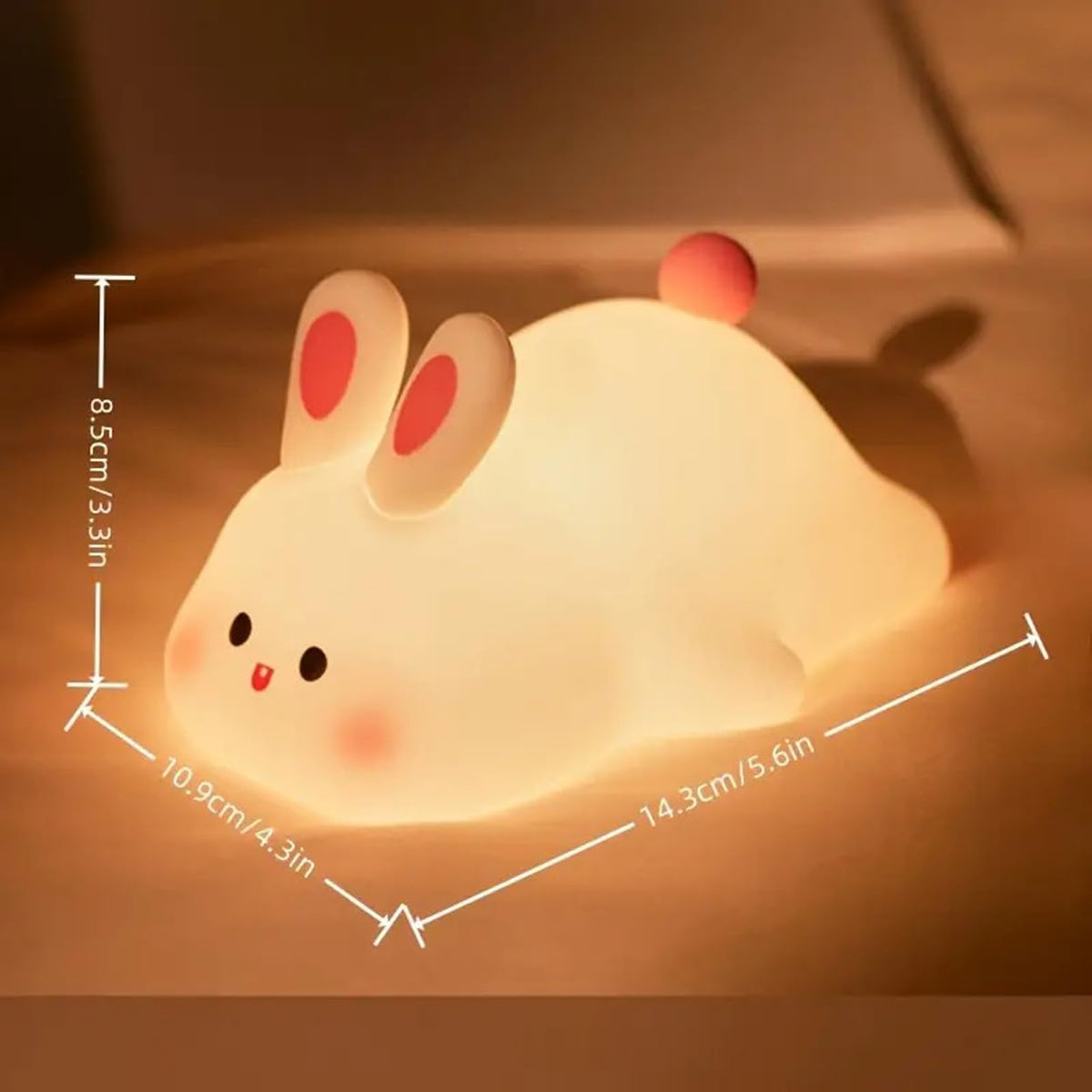 Silicone Cute Bunny Night Light for Kids, LED Squishy Novelty Animal Night Lamp Touch Sensor - 2313