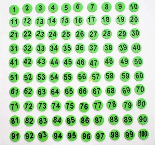 Token/Coin | Chips for Board Games and Other uses | Round Shape Plastic 1 to 100 Numeric Token Coins Without Holes {Multicolor} - 20115