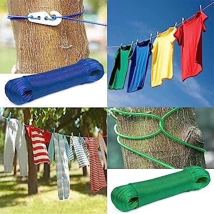 - 20 meter PVC Coated Steel Cloth Drying Wire Rope Clothesline {Random Color} - 20713
