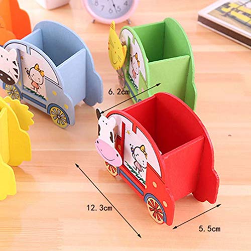 Wooden Pen Stand With Photo Frame | Pen Pencil Brush Craft Storage Container Holder | Birthday Gifts For Kids {Random Design} - 20549