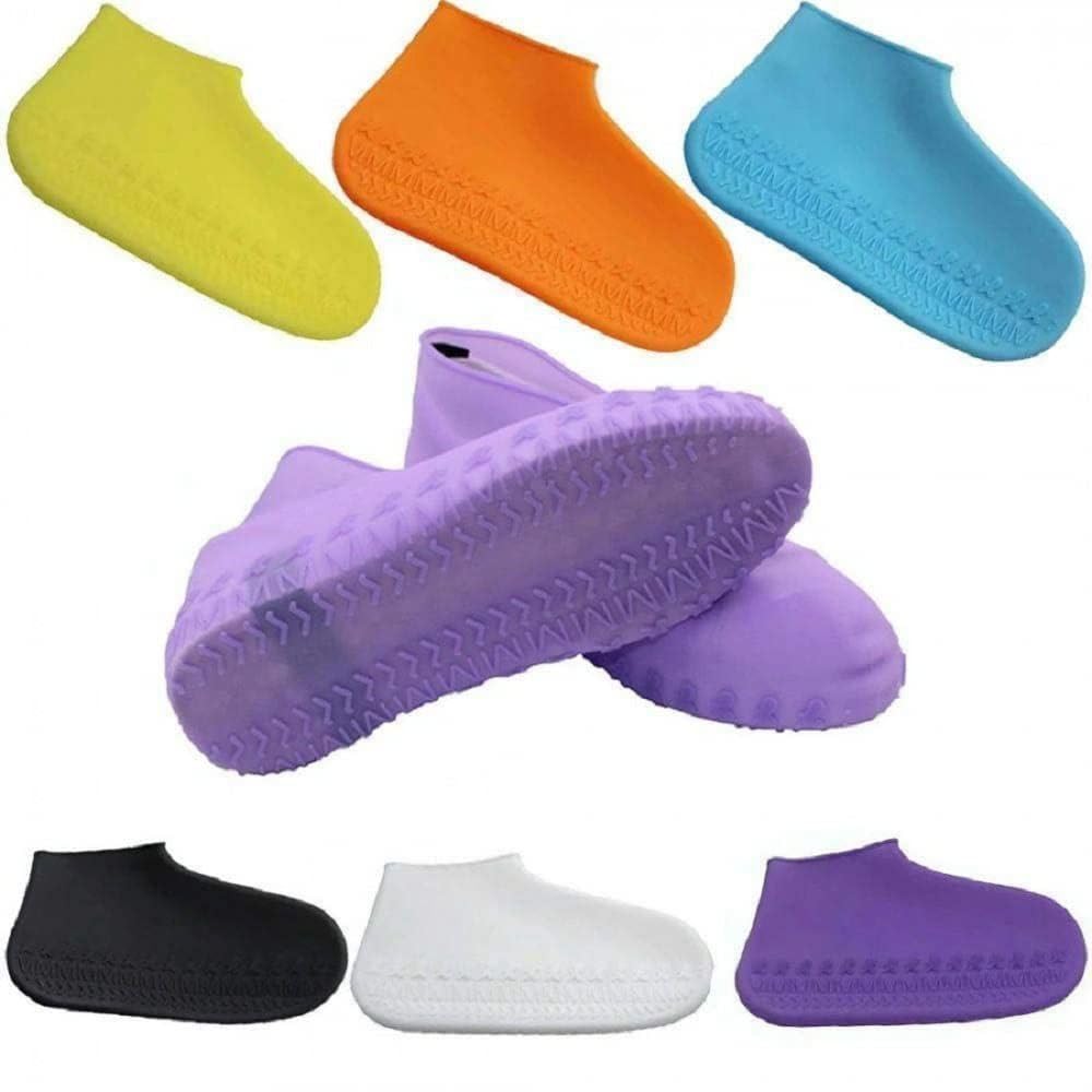 {L Size} 1 Pairs Reusable Rain Shoe Covers, Anti-Slip Water Resistant Overshoes Silicone Rubber Shoe Cover Protectors for Kids, Men, Women {Random Color} - 20780