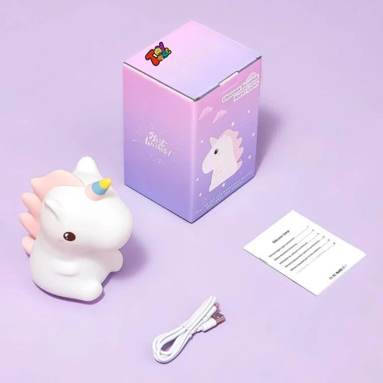 Unicorn Night Light for Kids – 7 Color Changing Rechargeable Silicone Led Lamp, Tap Control Touch Sensor - 18073