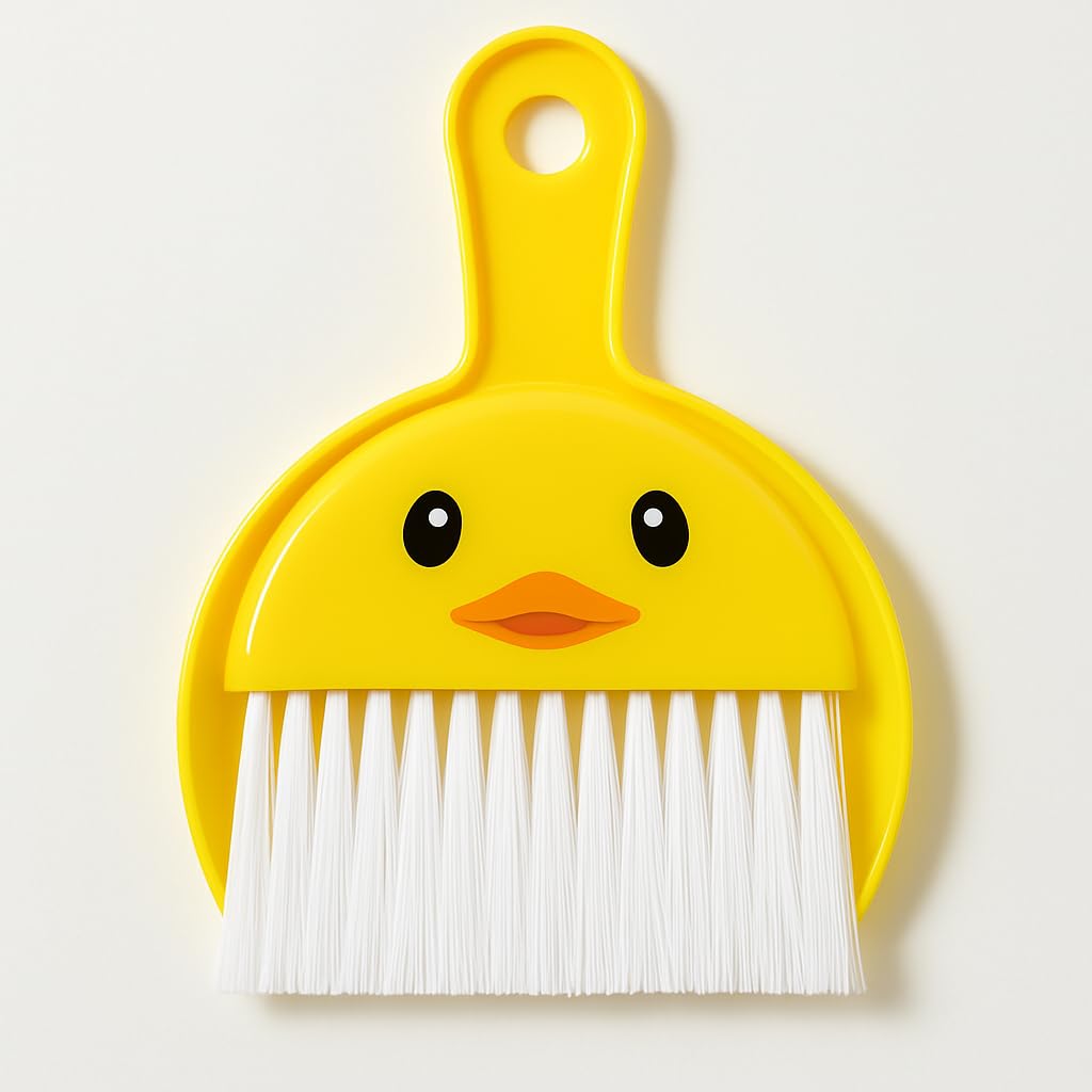 Mini Broom and Dustpan Set – Compact Handheld Sweeper for Car, Desk, Table & Office – Durable Plastic, Soft Bristles, Hanging Loop – Portable & Kid-Friendly (Yellow - 20451