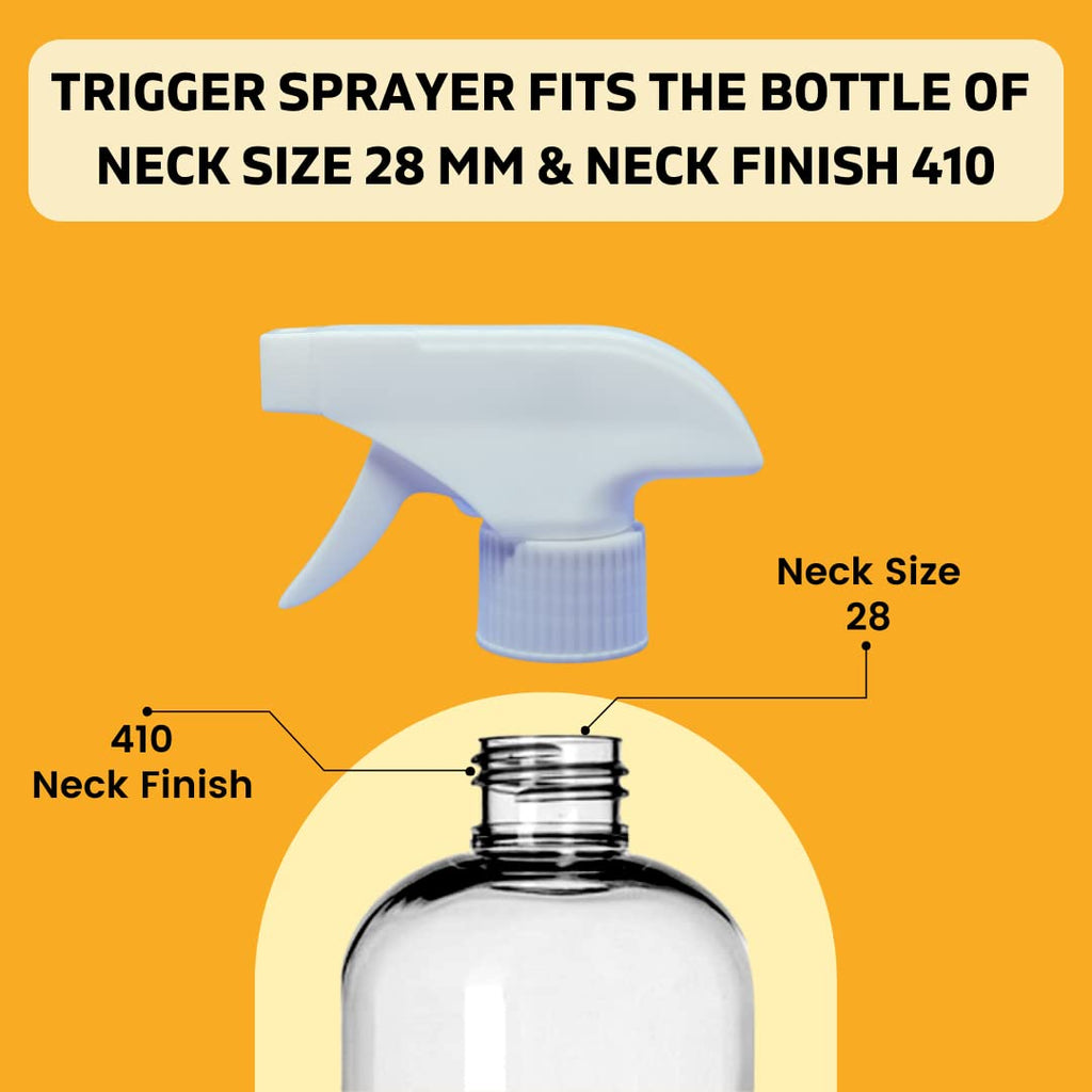 Trigger Sprayer Plastic White with 200 mm Dipping Tube | Water Trigger Sprayer Gun for Bottle Head & Top Replacement - 20857