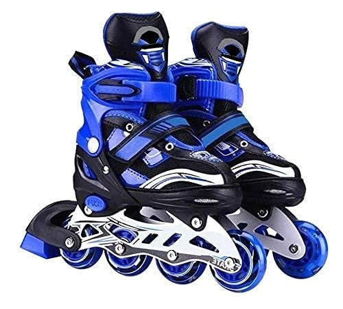 Adult Inline Skates Size Adjustable All Pure Pu Wheels It Has Aluminum Which Is Strong With Led Flash Light On Wheels Age Group 6-14 Years (Multicolor) - 20065