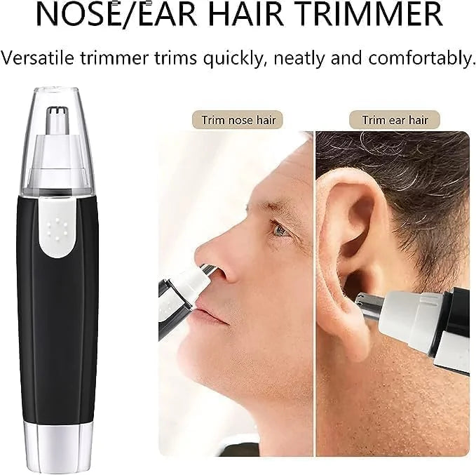 3-in-1 Battery Operated Nose & Ear Hair Trimmer – Stainless Steel Blades, Painless Grooming for Men & Women - 10249