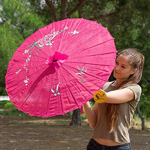 Traditional Handmade Chinese Cloth Floral Wooden Umbrella Wedding Dance Parties Props (Multicolor) - 21085