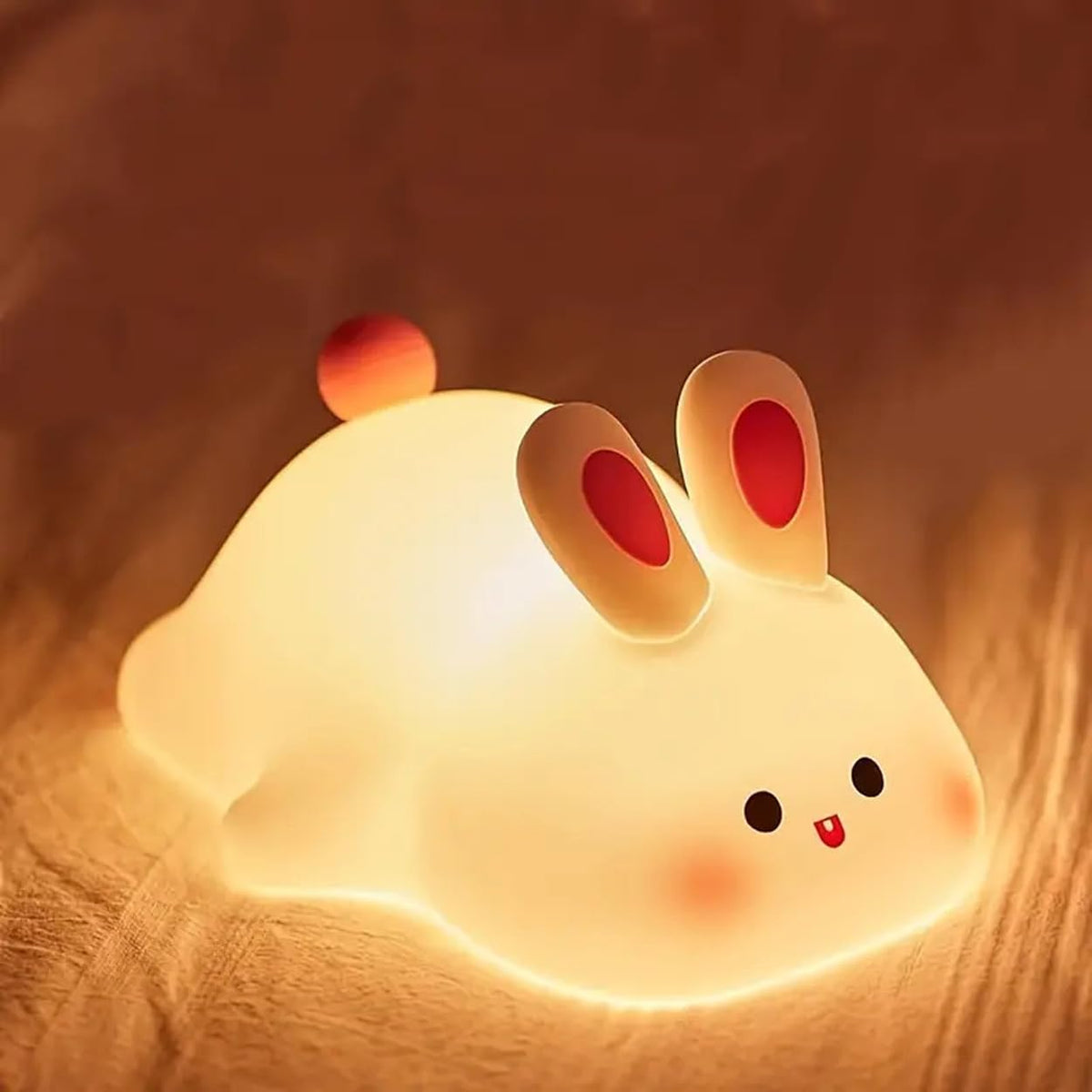 Silicone Cute Bunny Night Light for Kids, LED Squishy Novelty Animal Night Lamp Touch Sensor - 2313