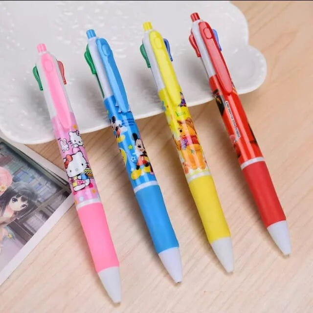 (12 pcs) Cartoon Printed 4 In 1 Ball Pen - 10272