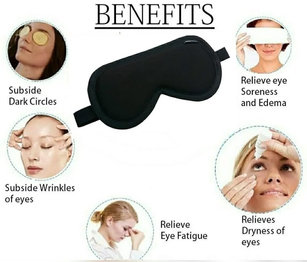 Black Sleep Eye Mask, Soft Blindfold with Adjustable Elastic Strap, Light Blocking, Perfect for Travel, Meditation - 21179