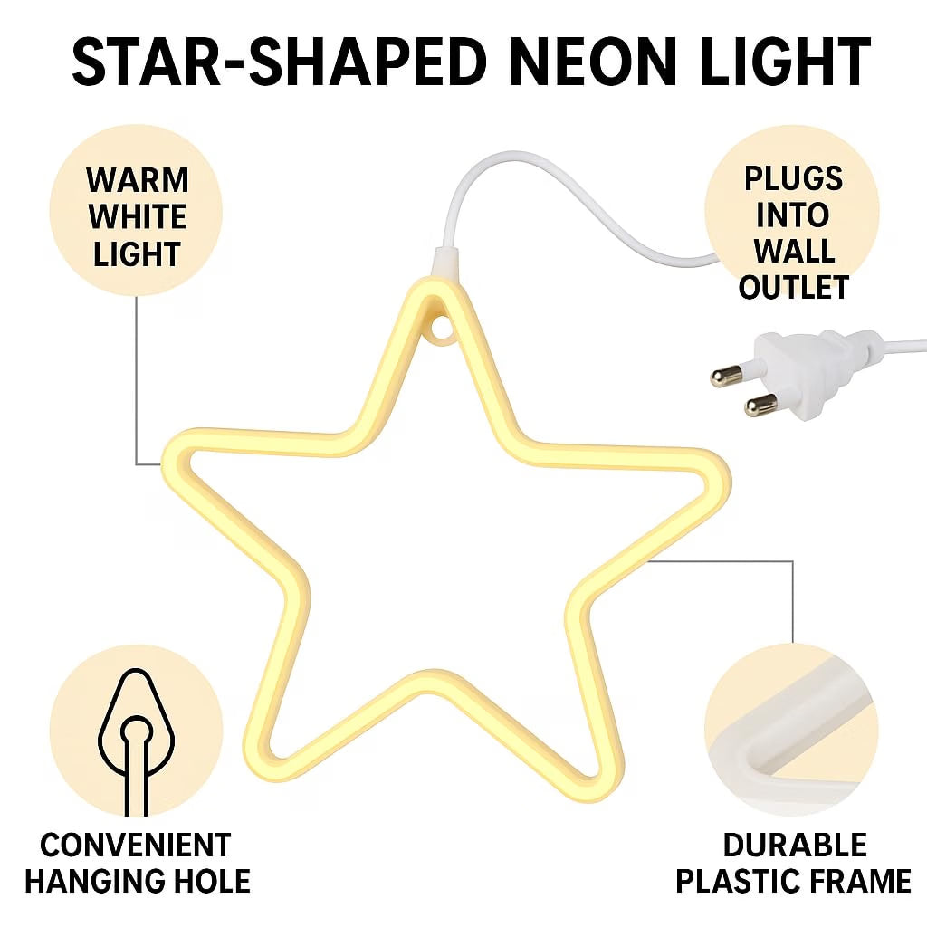 Warm White Star Neon Light LED Wall Lamp_ - 21211