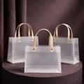 {Pack of 12} Translucent Gift Bags with Golden Handle|Gift Bags for Wedding Christmas Valentine Day Birthday Anniversary Party Return Gift - 20946