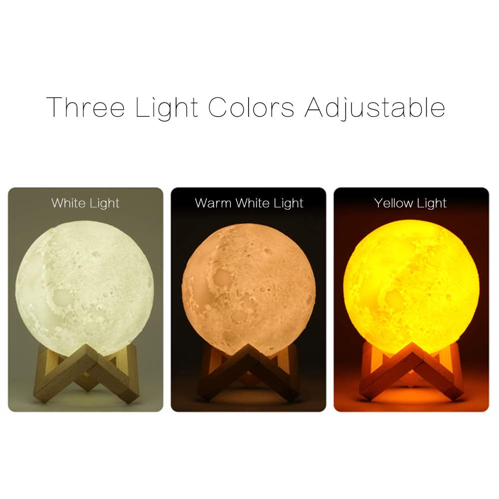 Home Use LED Lunar Air Humidifier 3D Moon Lamp Diffuser Aroma Essential Oil USB Rechargeable Ultrasonic Mist Purifier - 21274