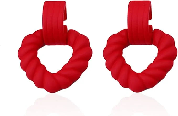 Acrylic Neon Hollow Out Heart Dangle Earrings for Women {Multicolor} - 10800