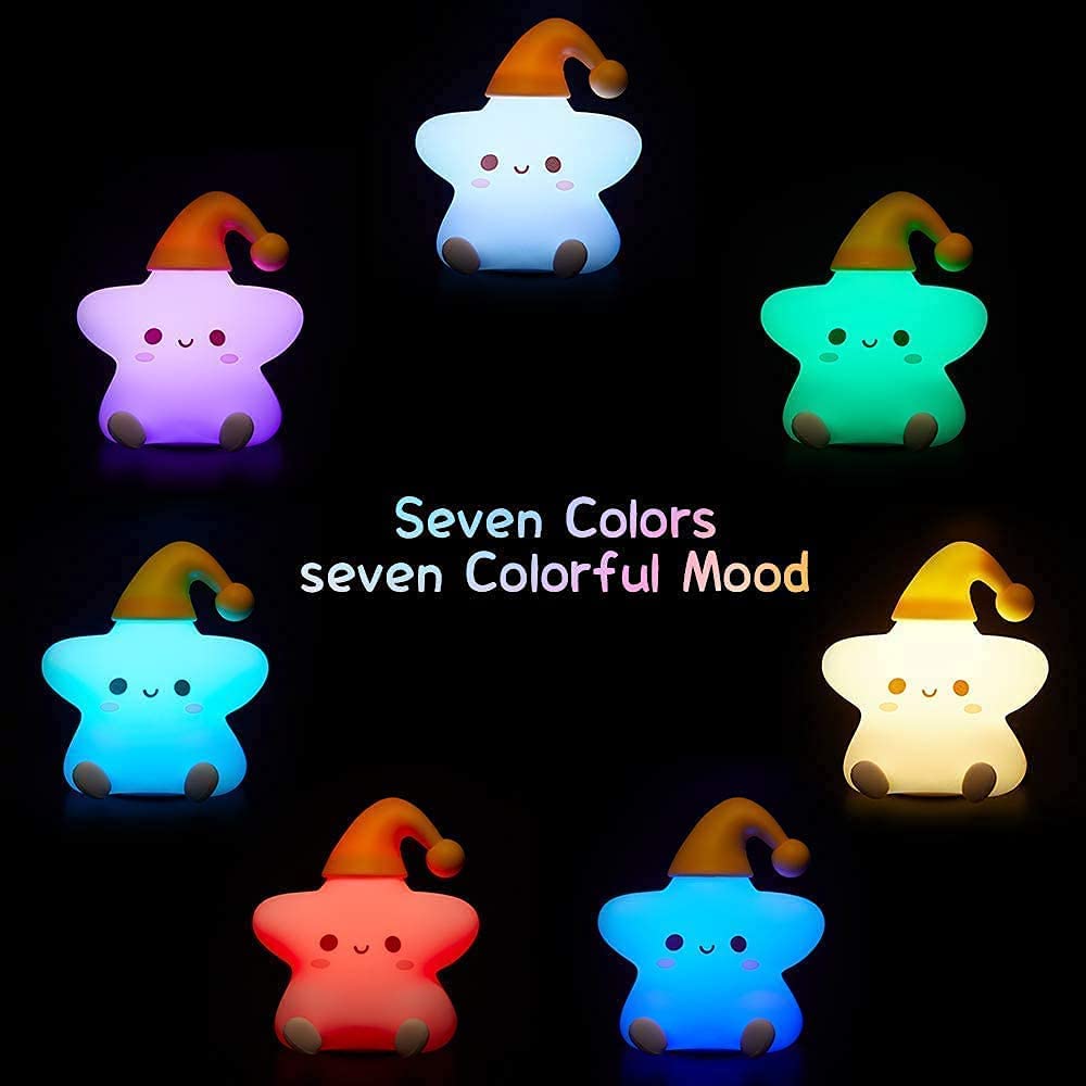 Zh-156 Star Light, Night Lamp for Kids, Night Light for Bedroom, Birthday Gift for Kids, Cute Table Lamp, Silicone Rechargeable Lamps with Charging Plug, Valentine Gift for Girlfriend