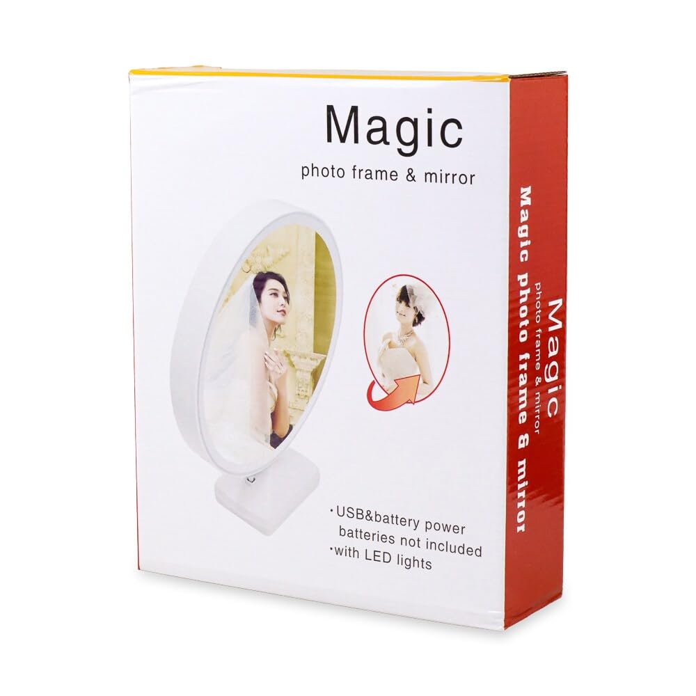 Magic Mirror Photo Frame LED Light | Personalized LED Photo Lamp | Custom Couple Photo Gift | Anniversary, Birthday - 20198