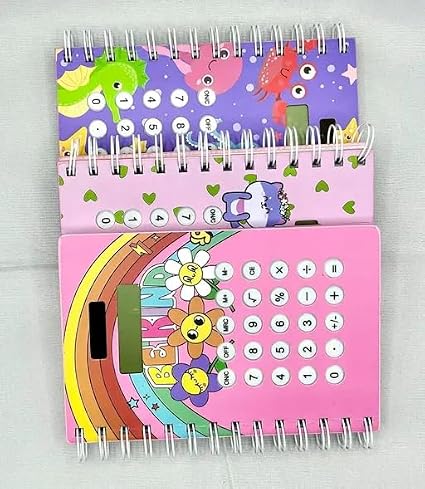 Calculator Notebook Diary – Spiral Bound Notepad with Silicon Button Calculator | Unicorn Design Stationery for Kids, Girls & Students {Random Color} - 20770