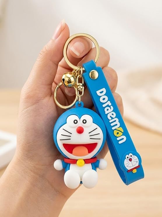 3D Doraemon Silicone Keychain with Strap | Cute Anime Keyring & Bag Charm for Car, Bike, Backpacks | Gift for Kids, Boys, and Girls - 21326
