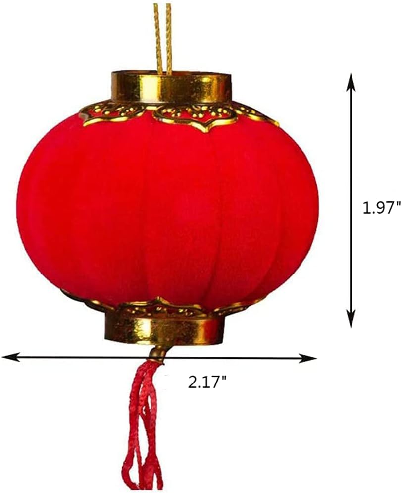 12 Pcs Mini Red Chinese Lanterns Small Hanging Lantern for Chinese New Year Wedding Spring Festival Potted Plants Decoration. - 21368