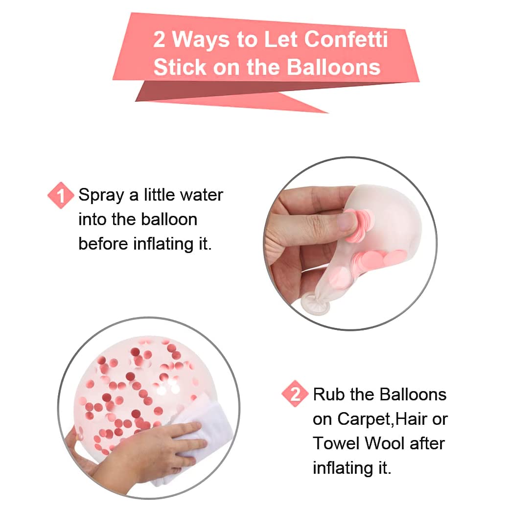 {1Pack 5 Pcs} Transparent Balloons Bouquet Combo with Re Filled Rosegold Confetti & Ribbons for Anniversary, Birthday, Baby Shower, Valentine Day Party Decoration Balloon Bunch - 20759