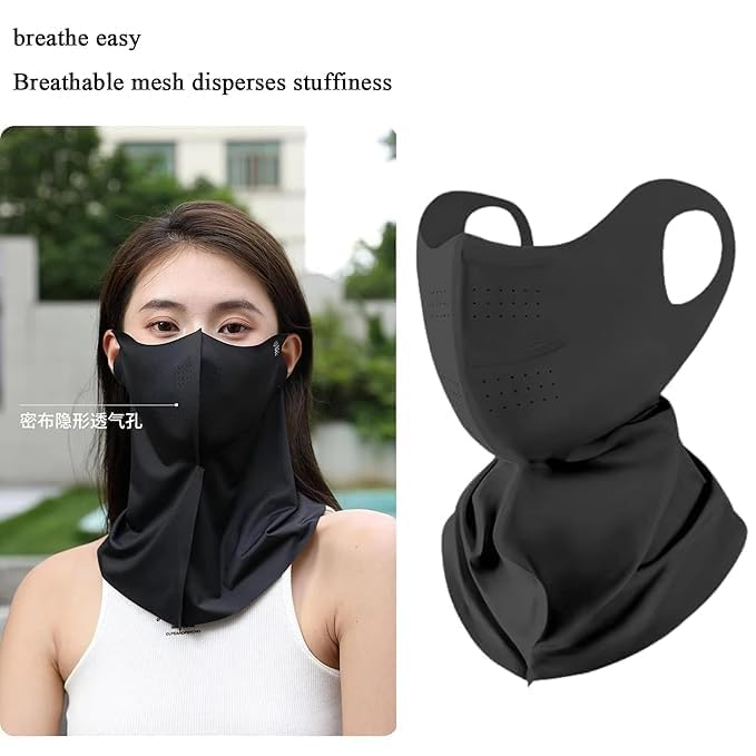 Unisex Cooling Neck Gaiter Face Mask For Women & Men - Breathable UV Protection Sun Mask for Outdoor Sports Cycling Running - Black - 21185
