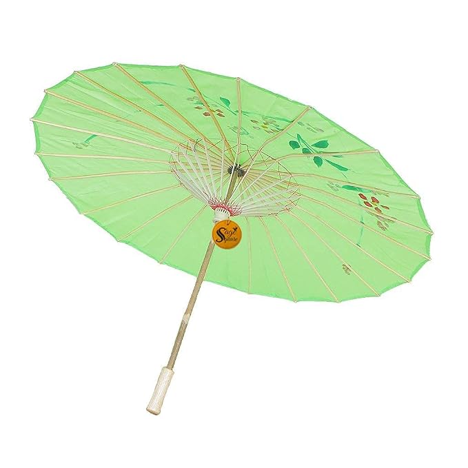 Traditional Handmade Chinese Cloth Floral Wooden Umbrella Wedding Dance Parties Props (Multicolor) - 21085