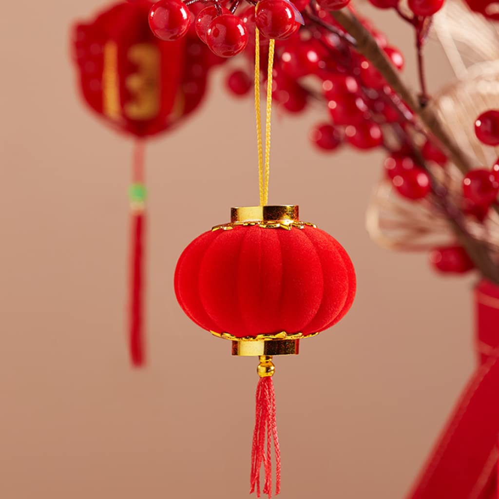 12 Pcs Mini Red Chinese Lanterns Small Hanging Lantern for Chinese New Year Wedding Spring Festival Potted Plants Decoration. - 21368