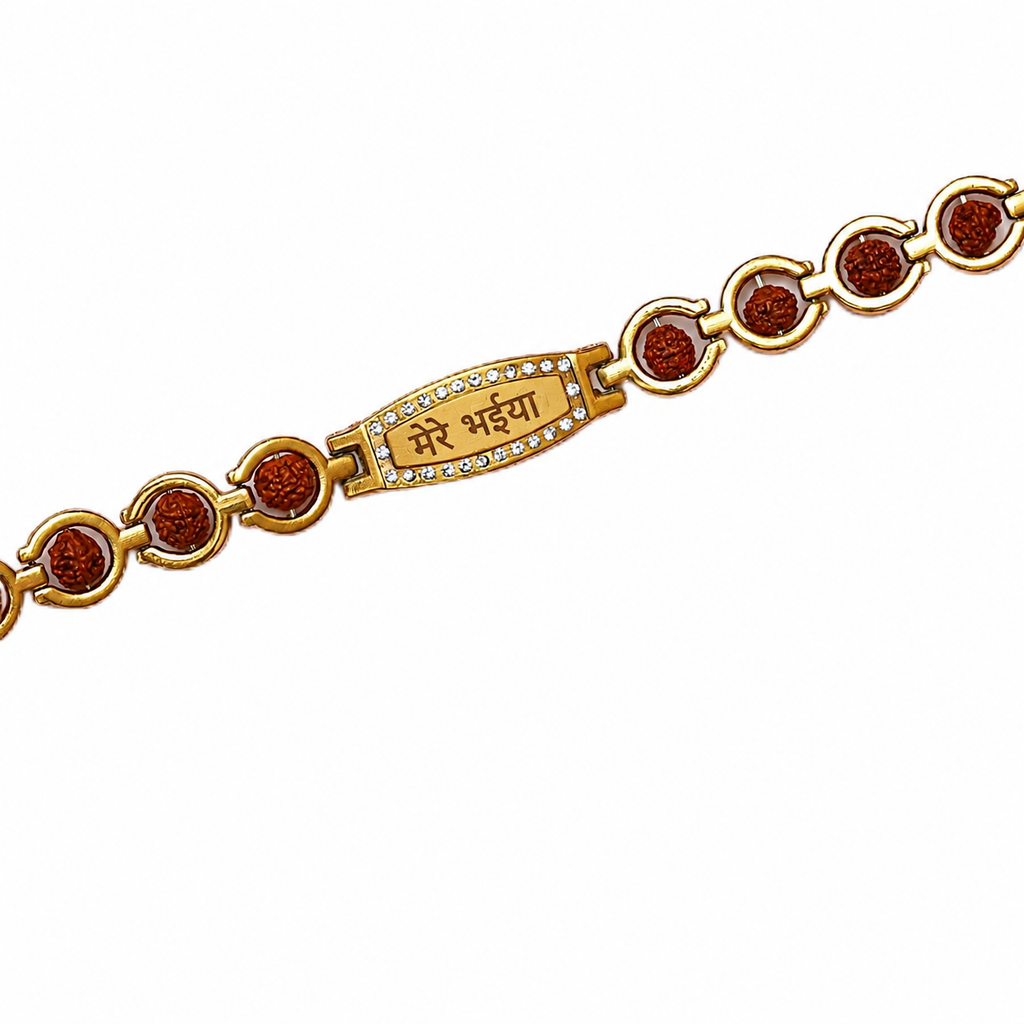 Rudraksha Bracelet for Men Gold Plated Religious Bracelet Rakhi - 20799