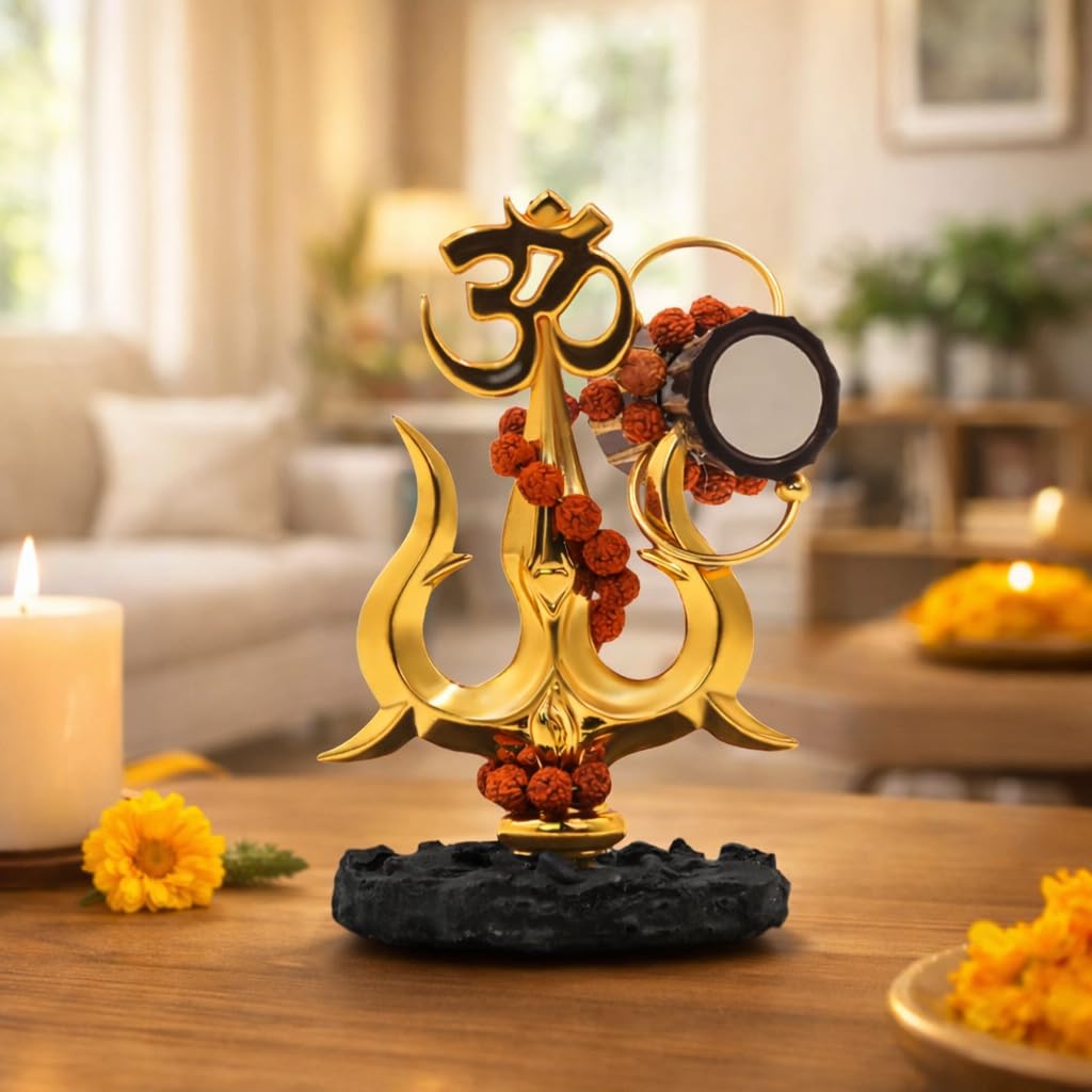 Resin Mahadev Trishul Murti for Home Temple, Car Dashboard & Office | Compact Lord Shiva Idol for Puja, Meditation & Spiritual Decor | Shiv Showpiece 8.5×6.5×11 cm - 21109