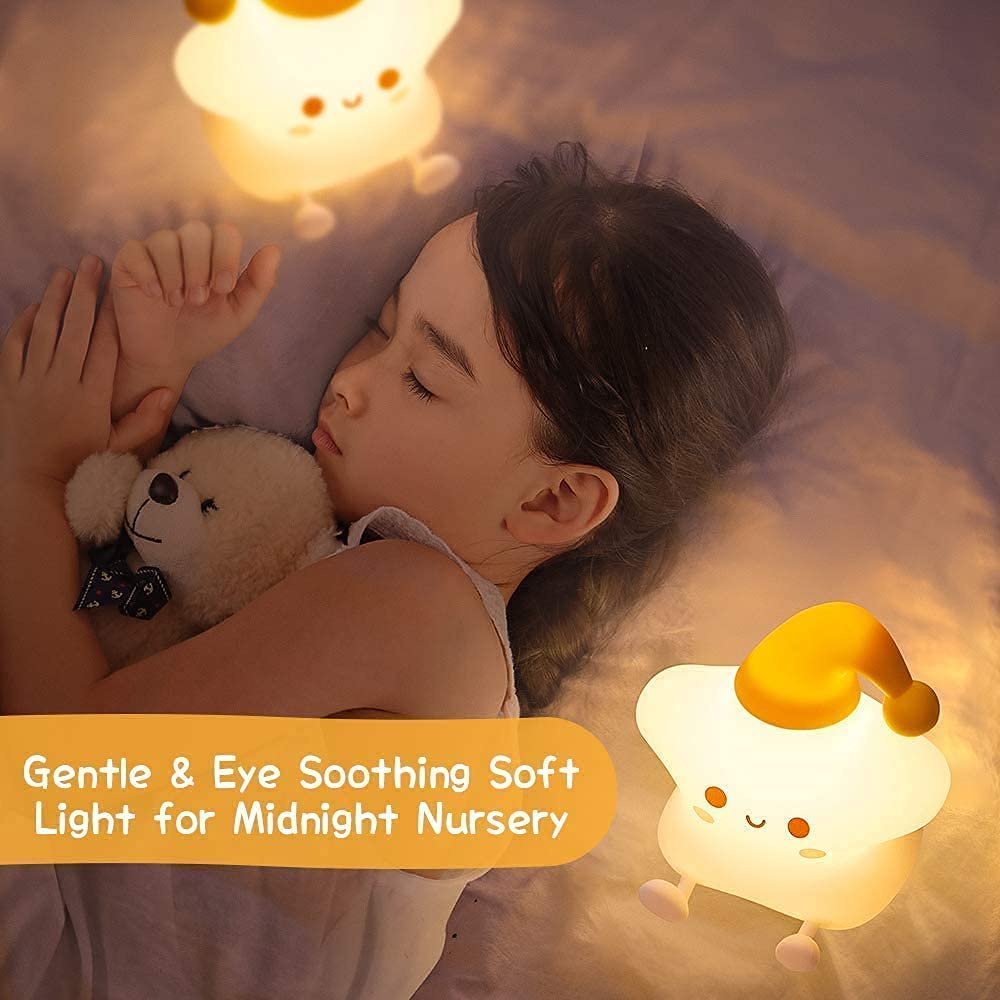 Zh-156 Star Light, Night Lamp for Kids, Night Light for Bedroom, Birthday Gift for Kids, Cute Table Lamp, Silicone Rechargeable Lamps with Charging Plug, Valentine Gift for Girlfriend