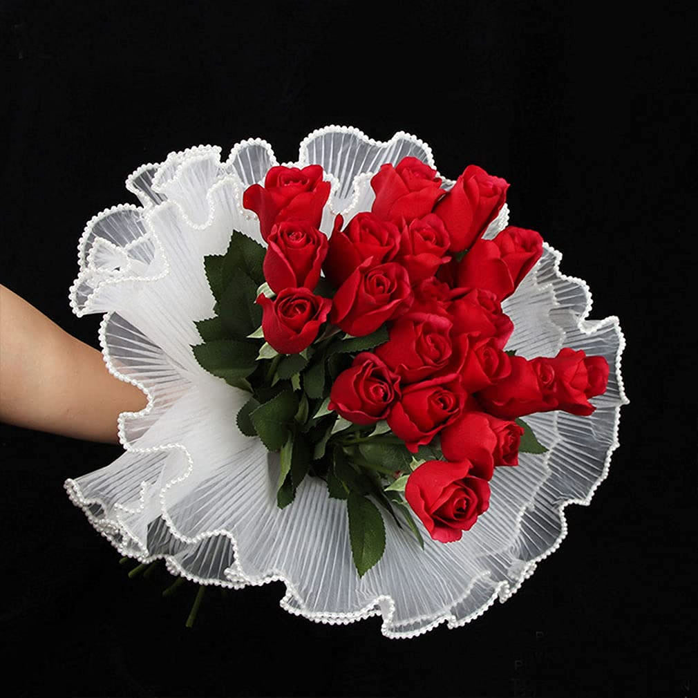 Flower Wrapping Net Bouquet Floral Packaging Mesh Paper Wrinkled Wavy Net Yarn Valentine's Day Flower Shop Supplies Wedding Birthday Decoration - 21211